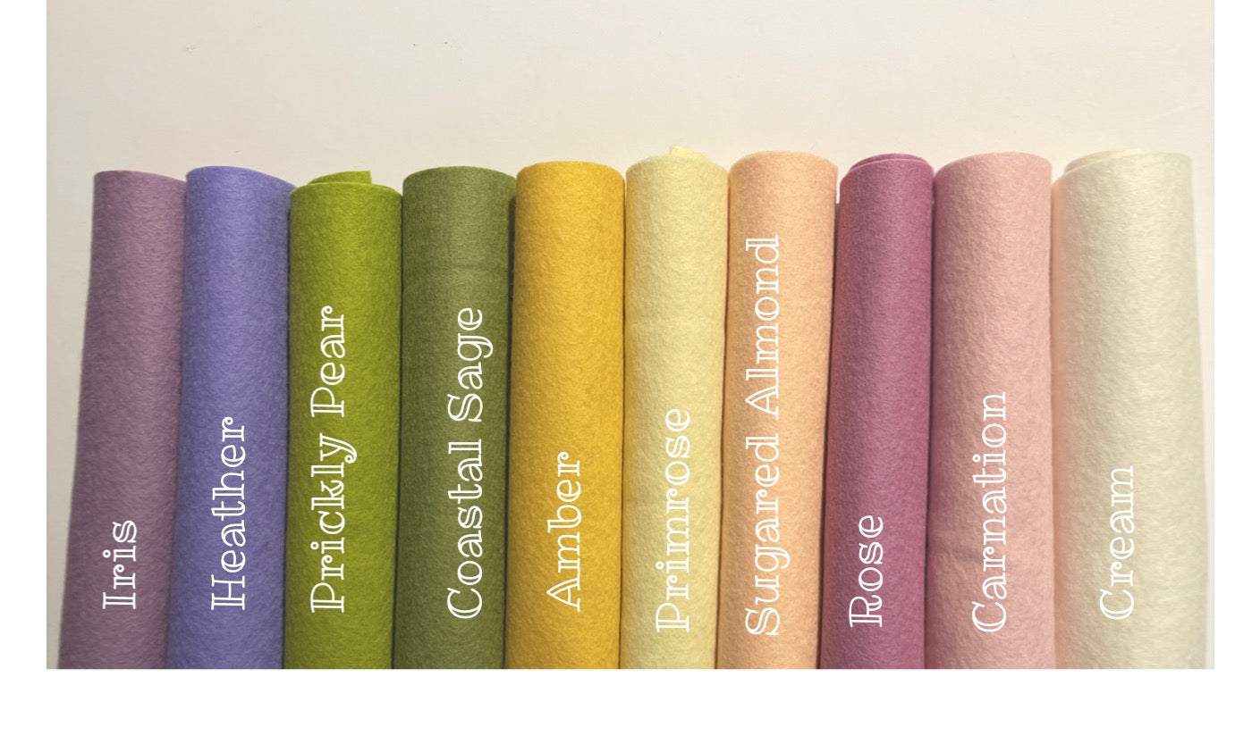 100% Wool Felt - Larger Colour Palette Packs - 10 x sheets 20 x 30cm - 15 colour options