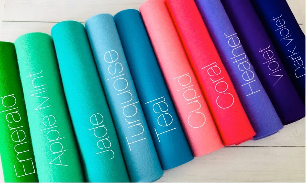 100% Wool Felt mermaid colour pack bright vibrant blues and greens 1.2mm thick heirloom quality