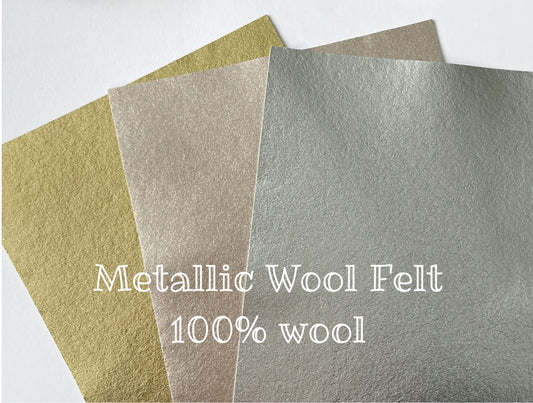 100% Wool Metallic Felt - 9.5" x 12"